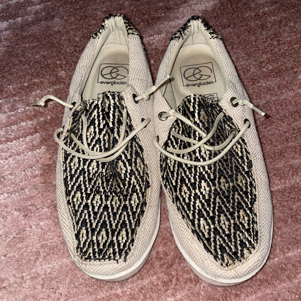 Everglades Beige and Black Patterned Shoes